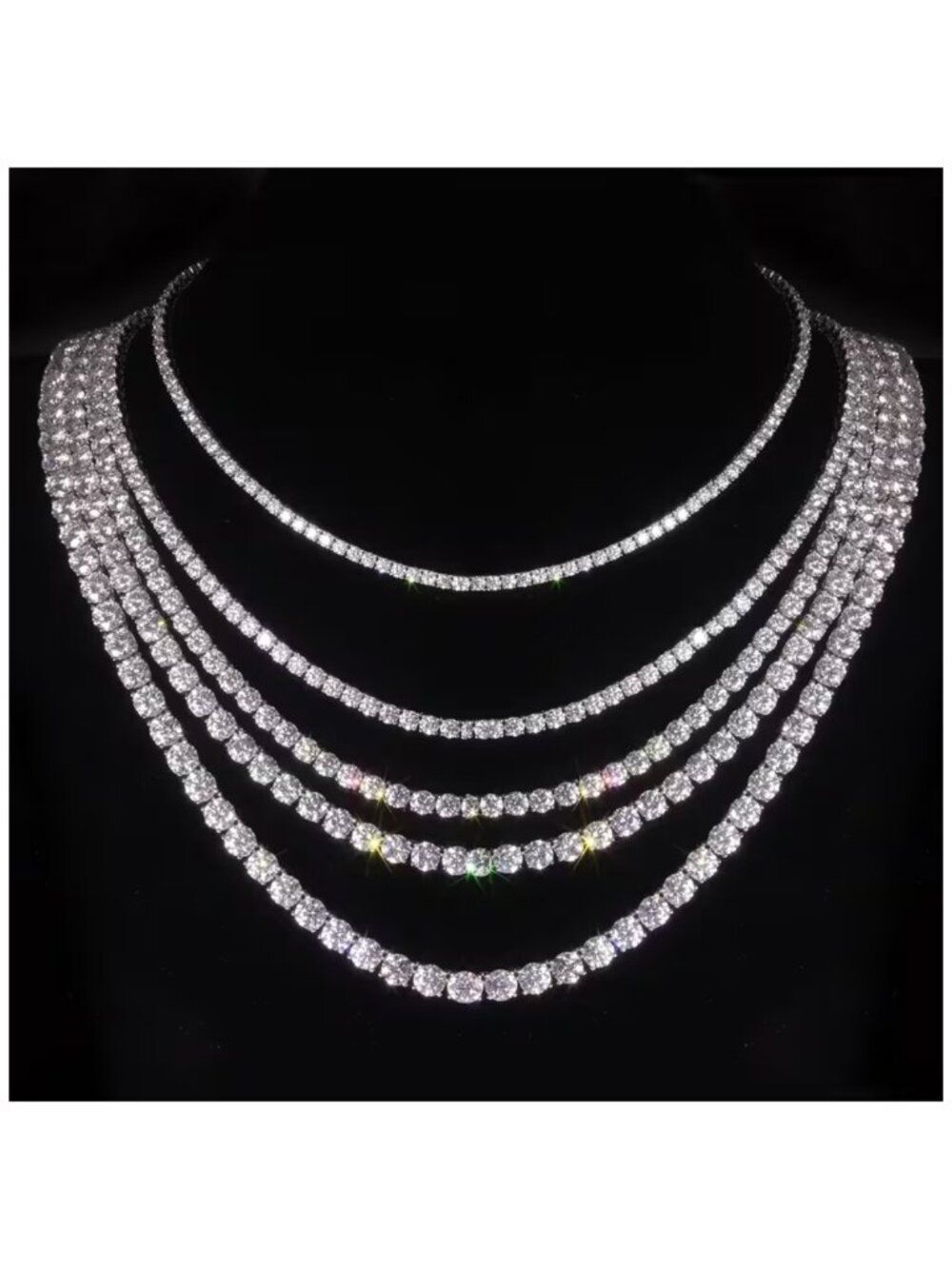 NWT-Radiant Tennis Necklace 4mm Round Cubic Zirconia 17" Stainless Steel Chain